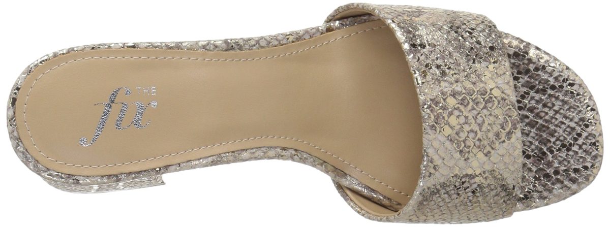 The Fix Amazon Brand Women's Lilly Block Heel Mule, Gold/Metallic Snake Embossed Leather, 8 B US