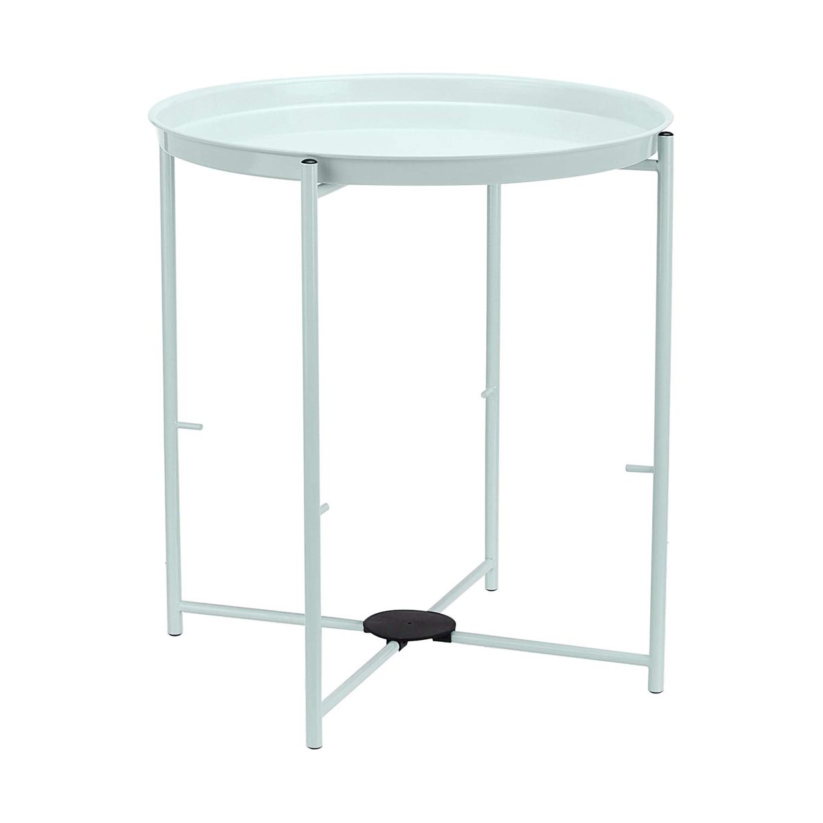 AmazonBasics Round Storage End Table - Mint Green with Heather Grey Fabric