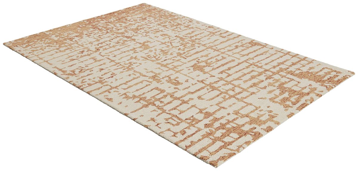 Amazon Brand – Stone & Beam Distressed Handtufted Cotton and Wool Area Rug 5' x 8', Gold and Cream