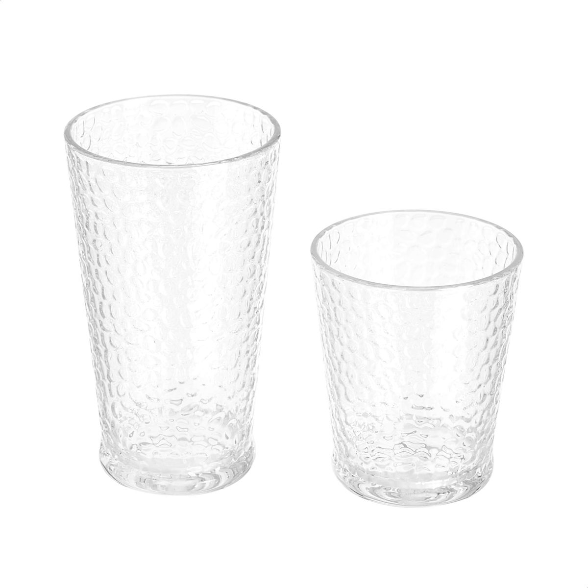 AmazonBasics 12-Piece Tritan Unbreakable Glass Drinkware Set - Hammered Highball and Double Old Fashioned