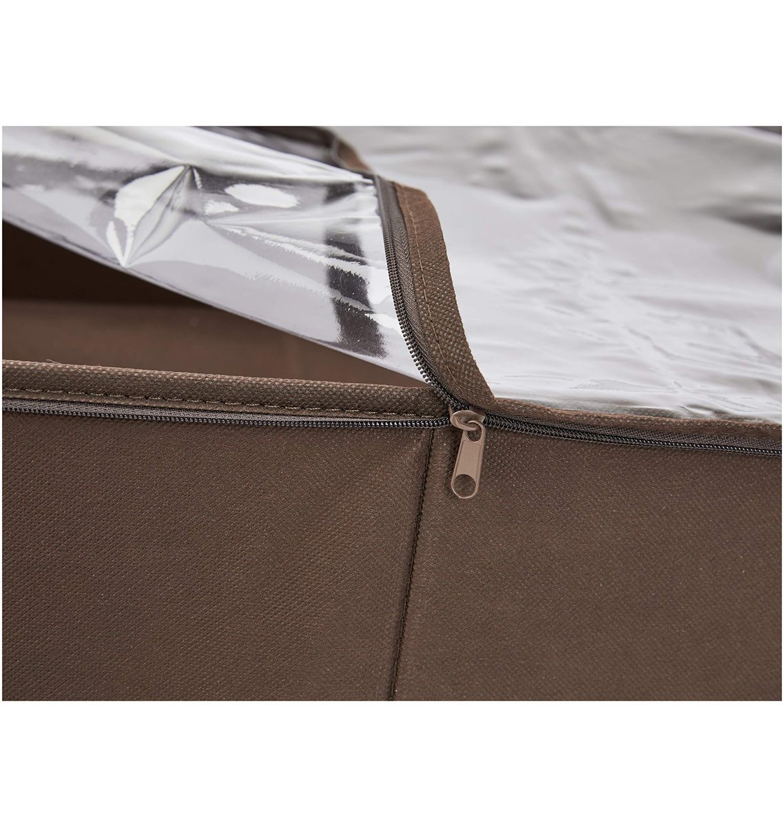 Amazon Brand - Solimo 1 Piece Fabric Under Bed Organiser, Brown