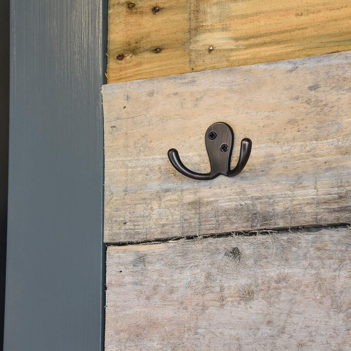 AmazonBasics Small Double Prong Robe Hook Oil Rubbed Bronze (5 Pack)
