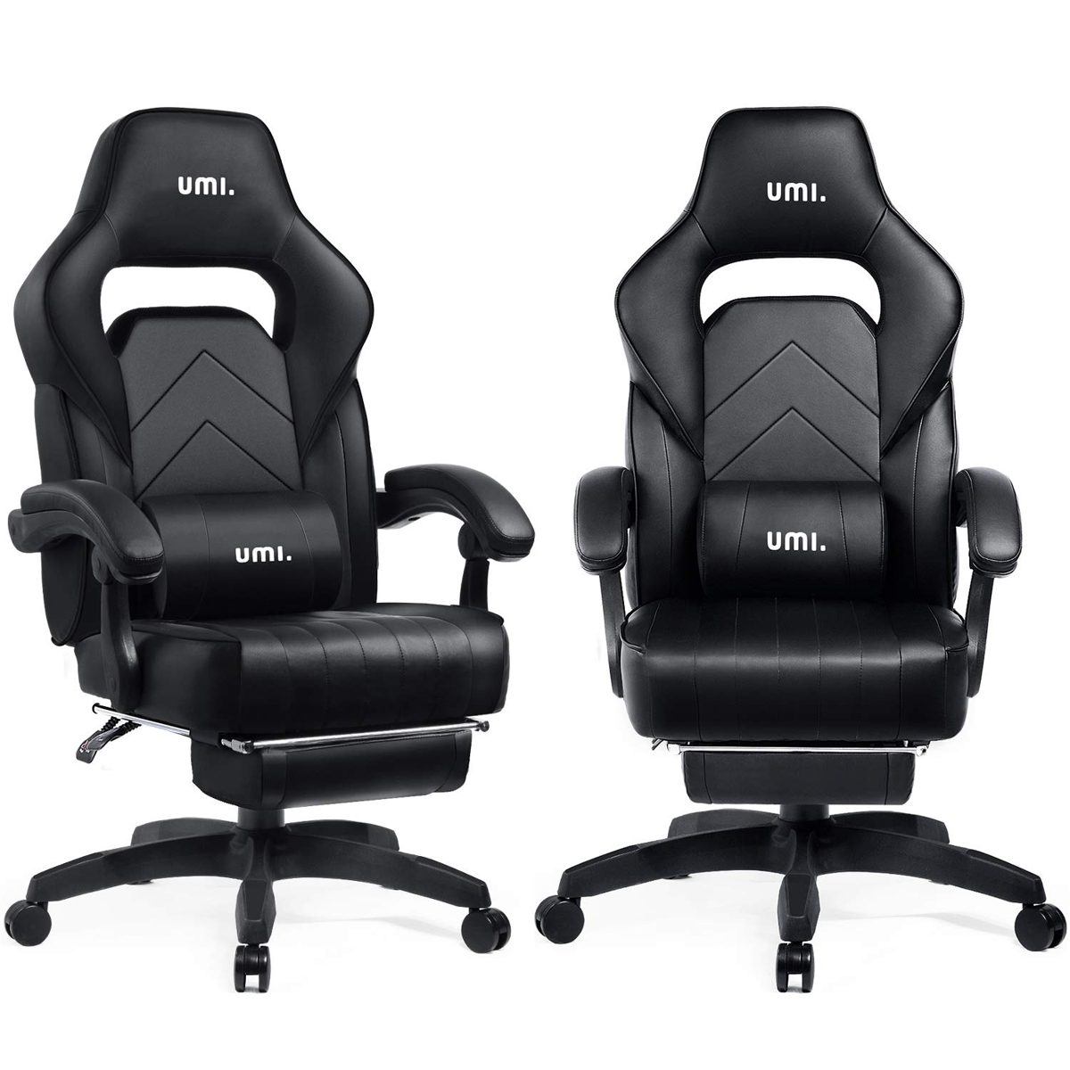 UMI Gaming Chair Office Chair with Footrests Gamer Swivel Chair Height-Adjustable Gaming Chair PC Chair Ergonomic Executive Chair with Armrests