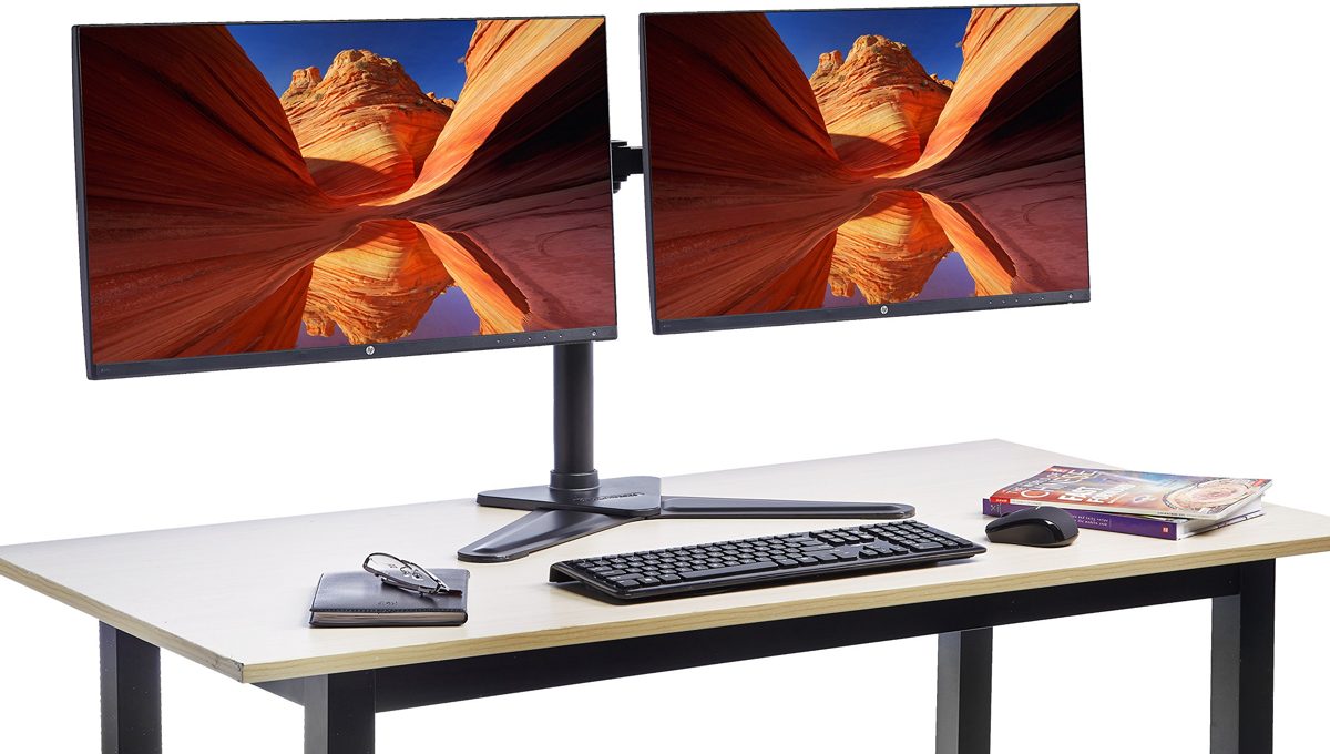 AmazonBasics Dual LCD Monitor Stand - Free Standing Mount, Steel
