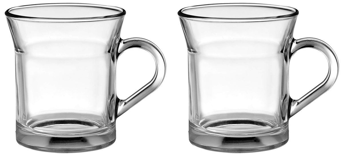 Amazon Brand - Solimo Aurelia Glass Coffee Mug Set, 300ml, Set of 2, Transparent