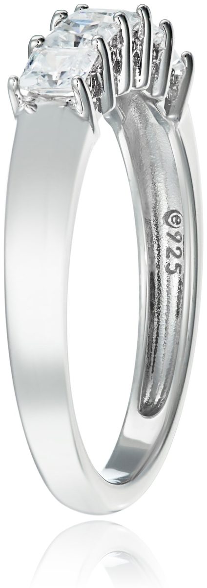 Platinum-Plated Sterling Silver Princess-Cut 5-Stone Ring made with Swarovski Zirconia (1 cttw), Size 9