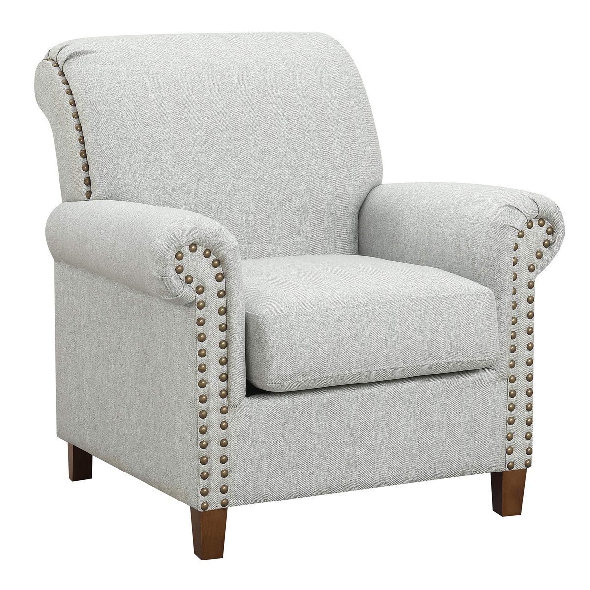 Amazon Brand – Ravenna Home Rolled Arm Nailhead Accent Chair, 35"W