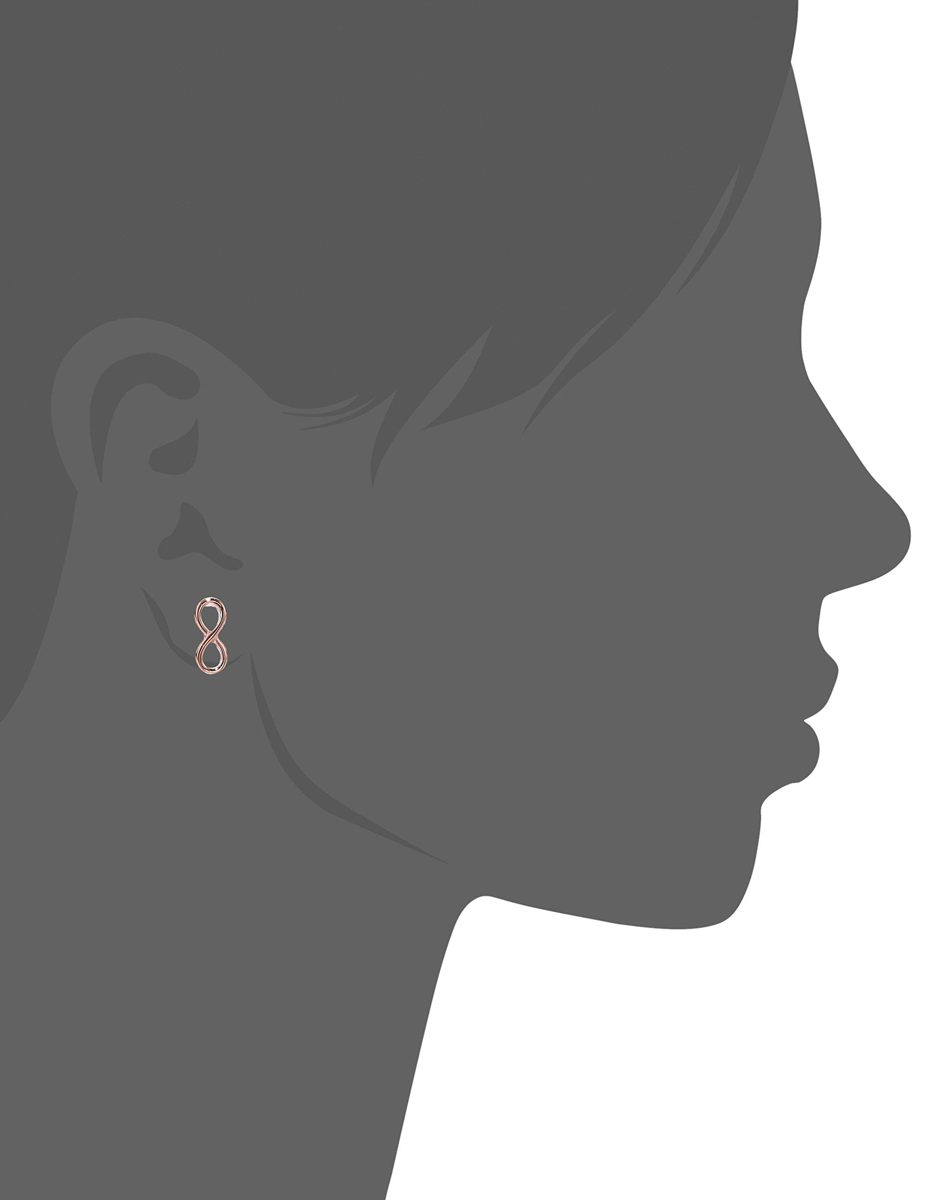 Women's 14K Plated Sterling Silver Infinity Stud Earrings, Rose Gold, One Size