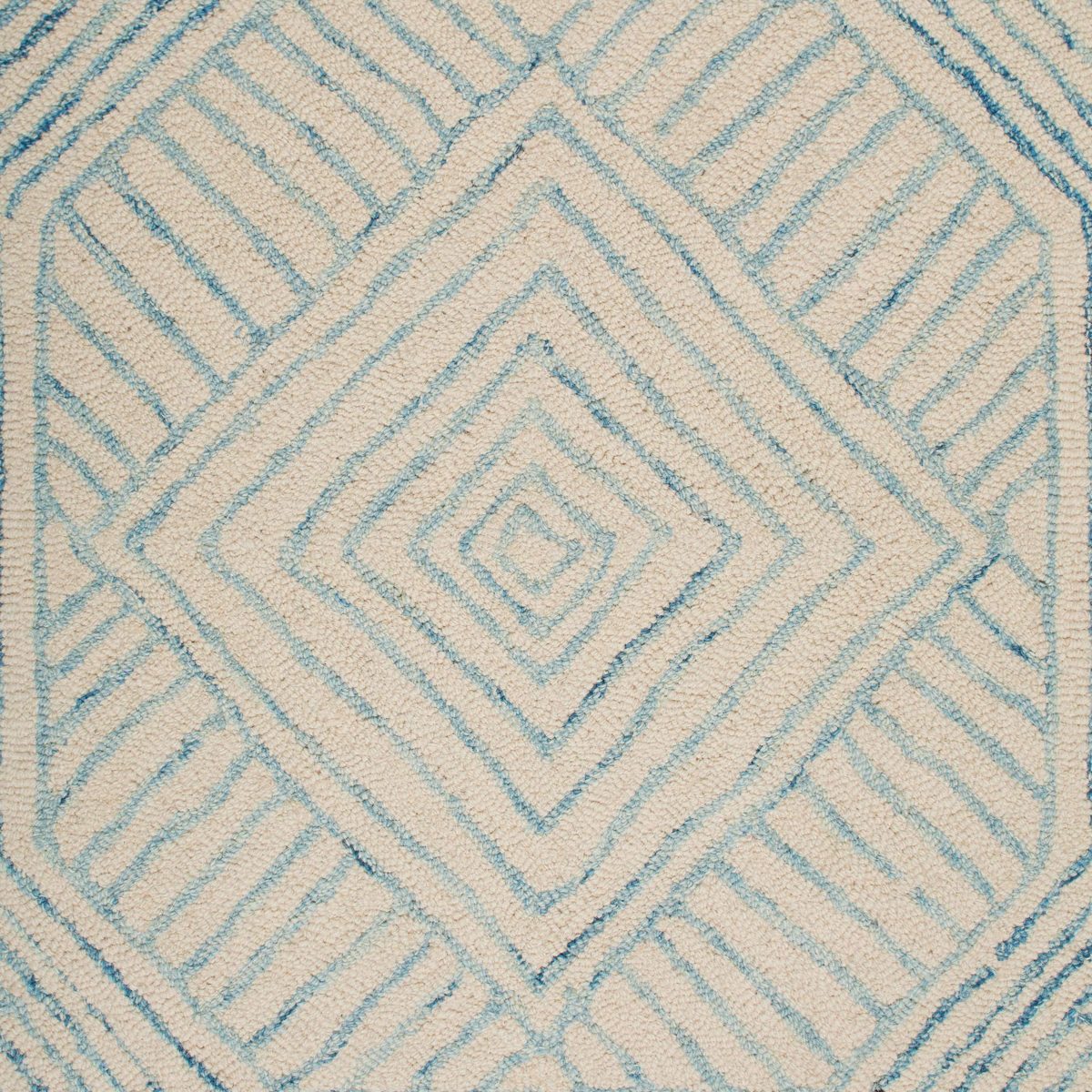 Amazon Brand – Rivet Contemporary Geometric Wool Runner Hallway Rug, 2' 6" x 8', Blue, Ivory