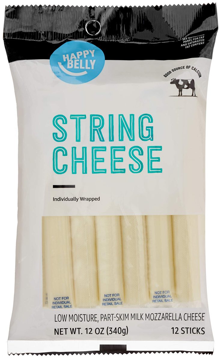 Amazon Brand - Happy Belly Mozzarella String Cheese, 12 Count, 12 Ounce Pack
