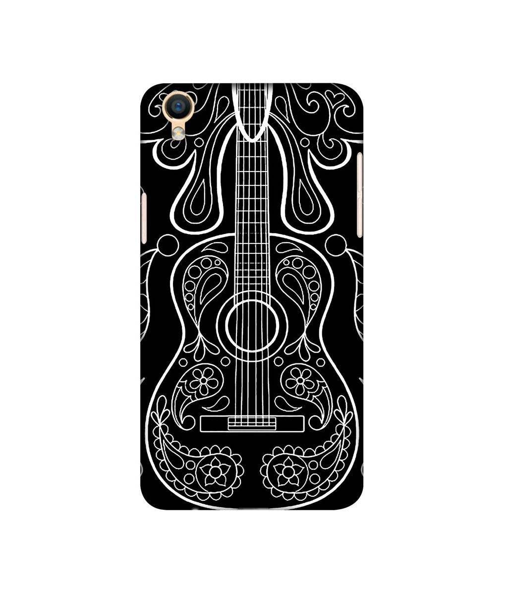 Amazon Brand - Solimo Designer White Gitar On Black 3D Printed Hard Back Case Mobile Cover for Oppo F1 Plus