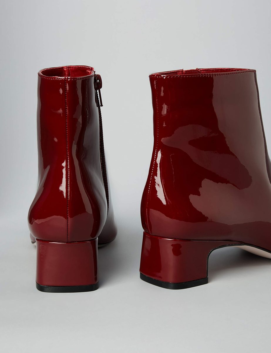 Amazon Brand - find. Block Heel Square Toe, Damen Stiefeletten, Rot (BURGUNDY BURGUNDY), (US 7.5)