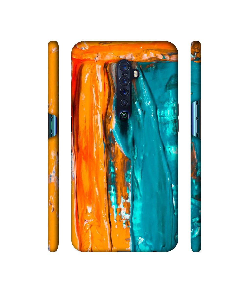 Amazon Brand - Solimo Designer Gold Yellow and Sky Blue Paint 3D Printed Hard Back Case Mobile Cover for Oppo Reno 2
