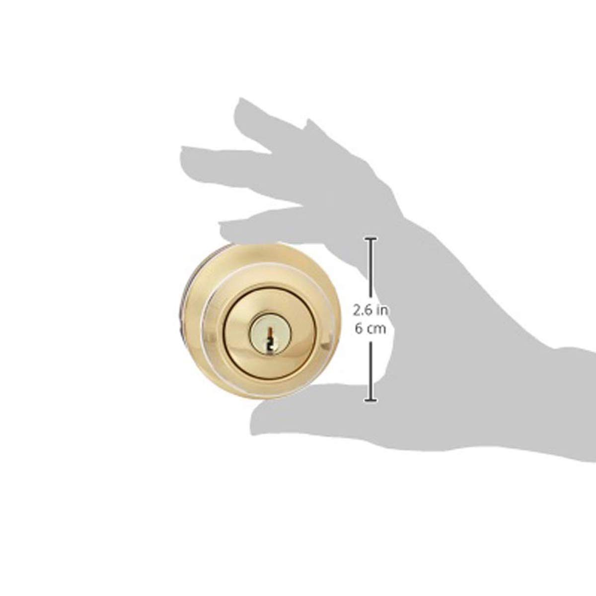 AmazonBasics Exterior Door Knob With Lock, Coastal, Polished Brass