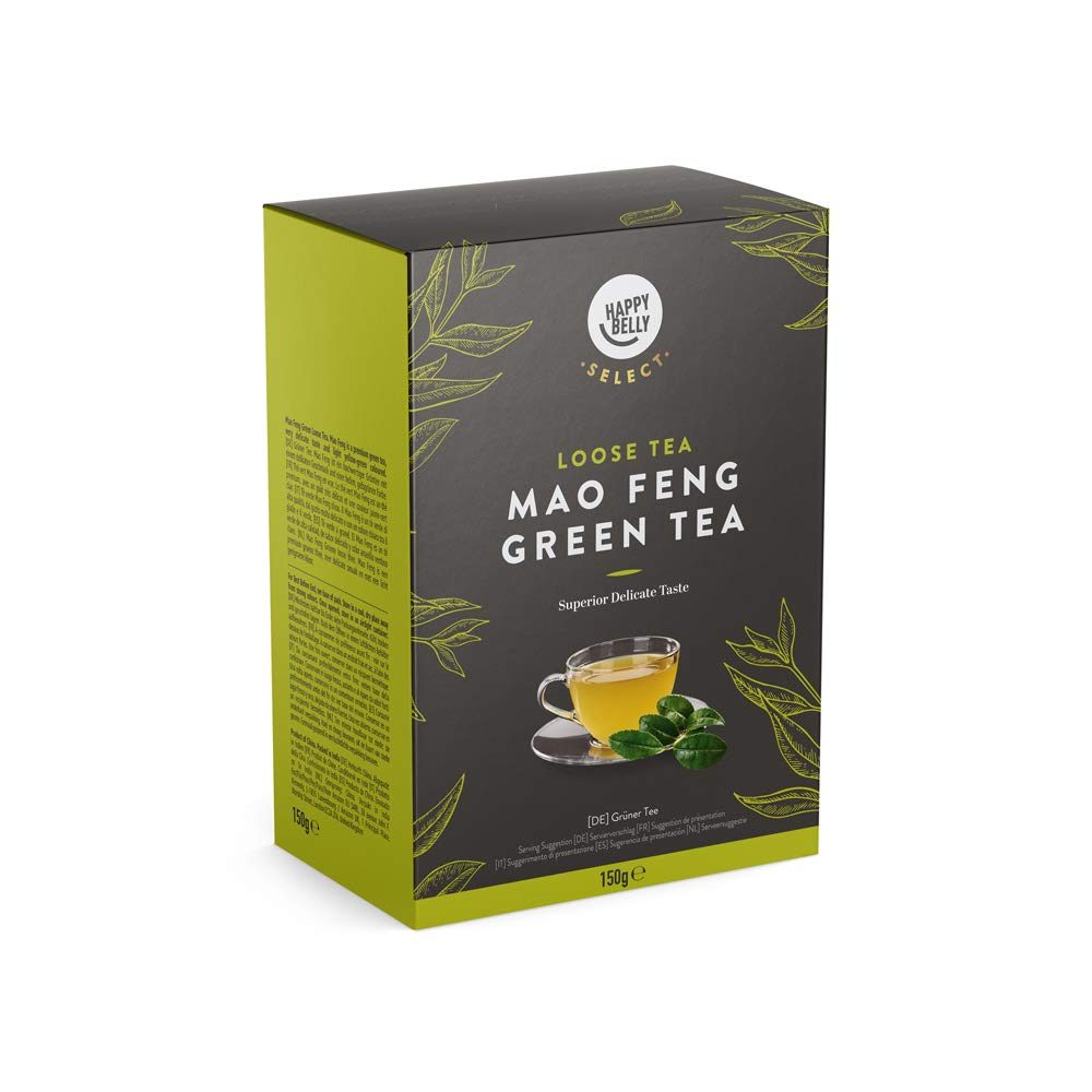Amazon Brand - Happy Belly Select Green Tea Leaves Mao Feng 2x150 gr - Tea Leaves/Loose