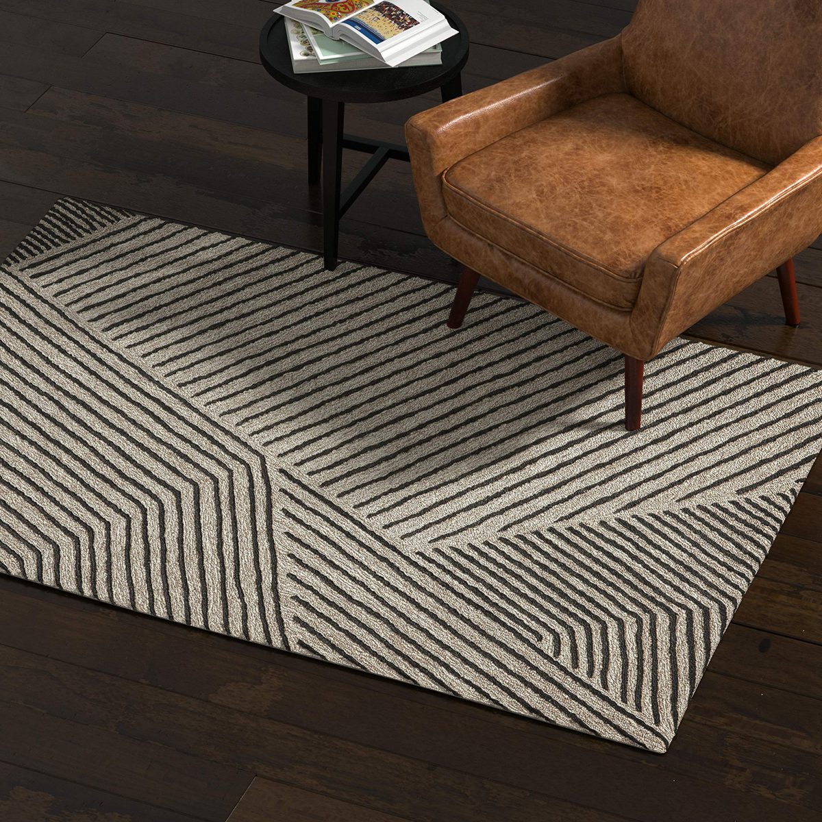 Amazon Brand – Rivet Contemporary Wool Blend Area Rug, 4' x 6', Grey Charcoal