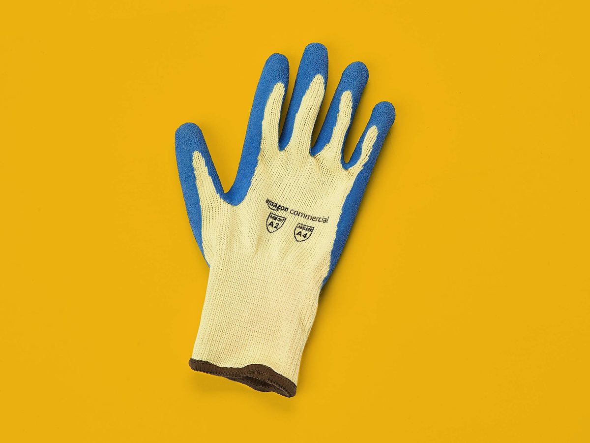 AmazonCommercial 10G Kevlar & Wrinkle Latex (Yellow/Blue), Size L, 12 pairs