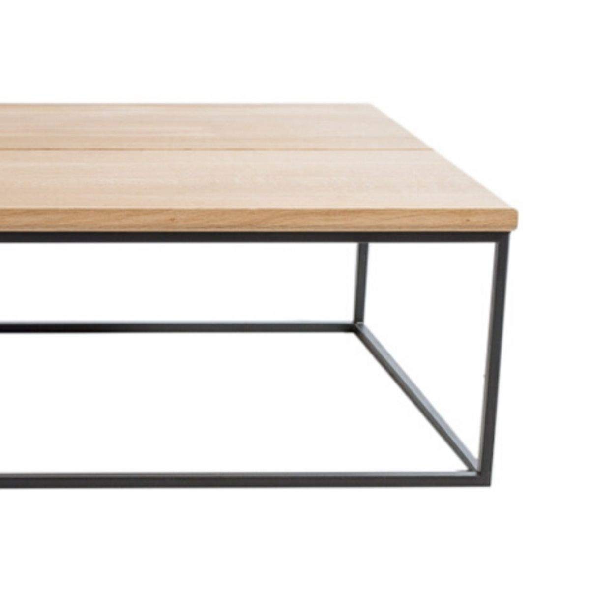 Amazon Brand - Alkove Hayes Contemporary Solid Wood Coffee Table, 140 x 70 x 35cm, Wild Oak with Bianco Oil Finish/Black Metal Frame