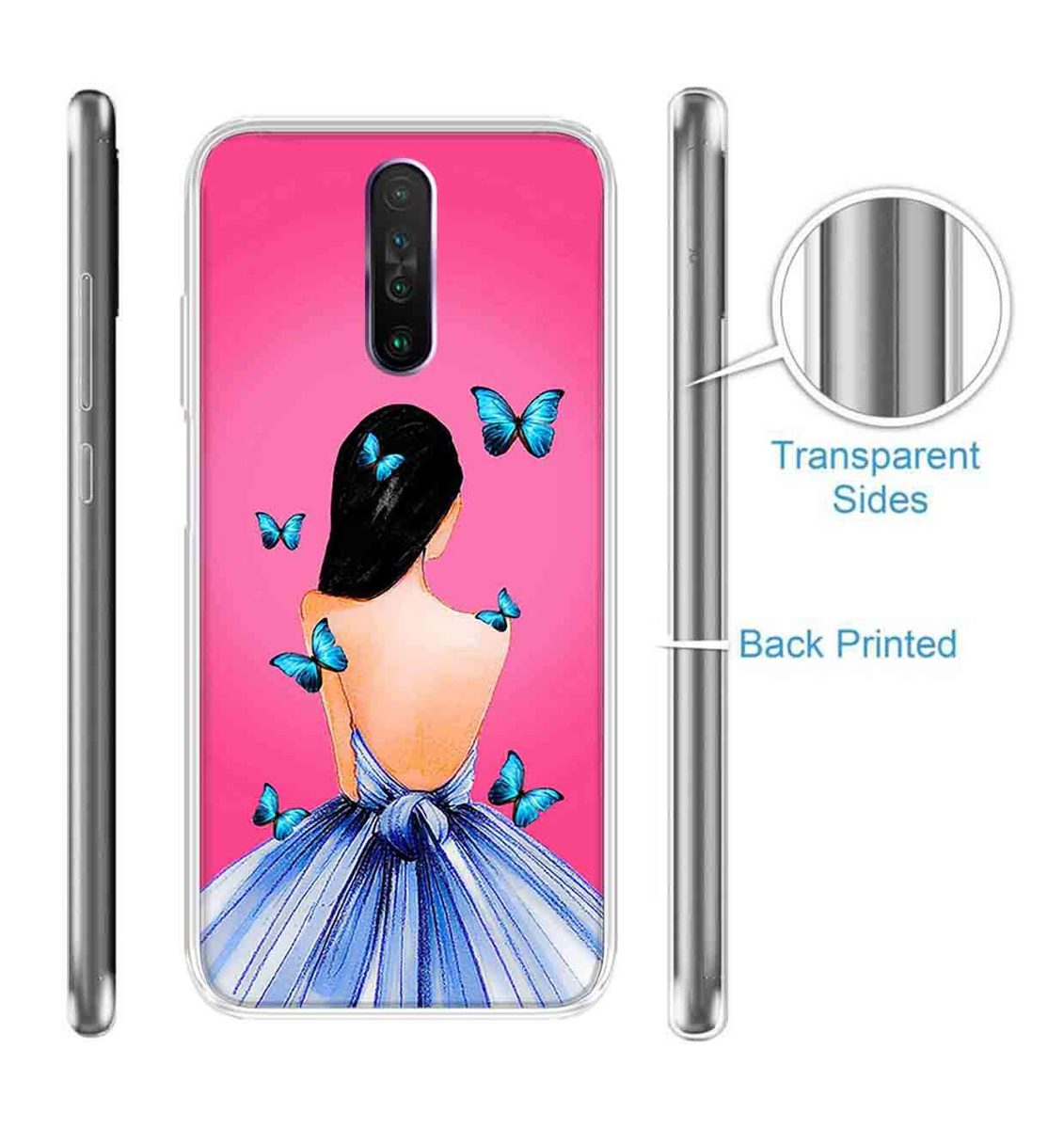 Amazon Brand - Solimo Designer Multicolor Girl Butterfly Design Printed Soft Back Case Mobile Cover for Poco X2 / Xiaomi Redmi K30