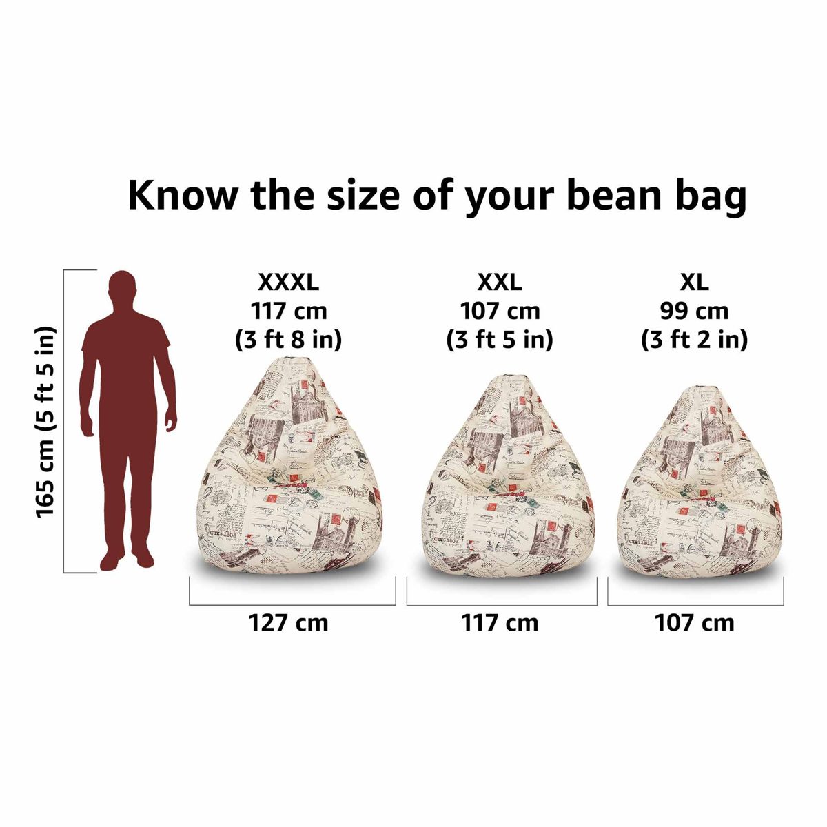 AmazonBrand - Amazon Brand - Solimo Parisian Dreams XL Bean Bag Cover Without Beans