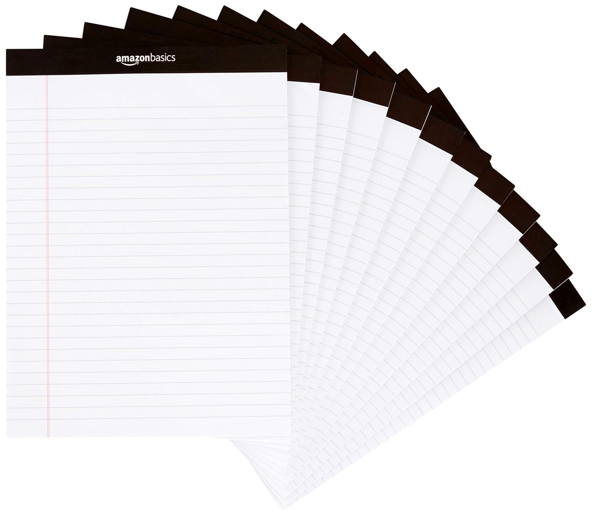 AmazonBasics Legal/Wide Ruled 8-1/2 by 11-3/4 Legal Pad - White (50 sheets per pad, 12 pack) (Renewed)
