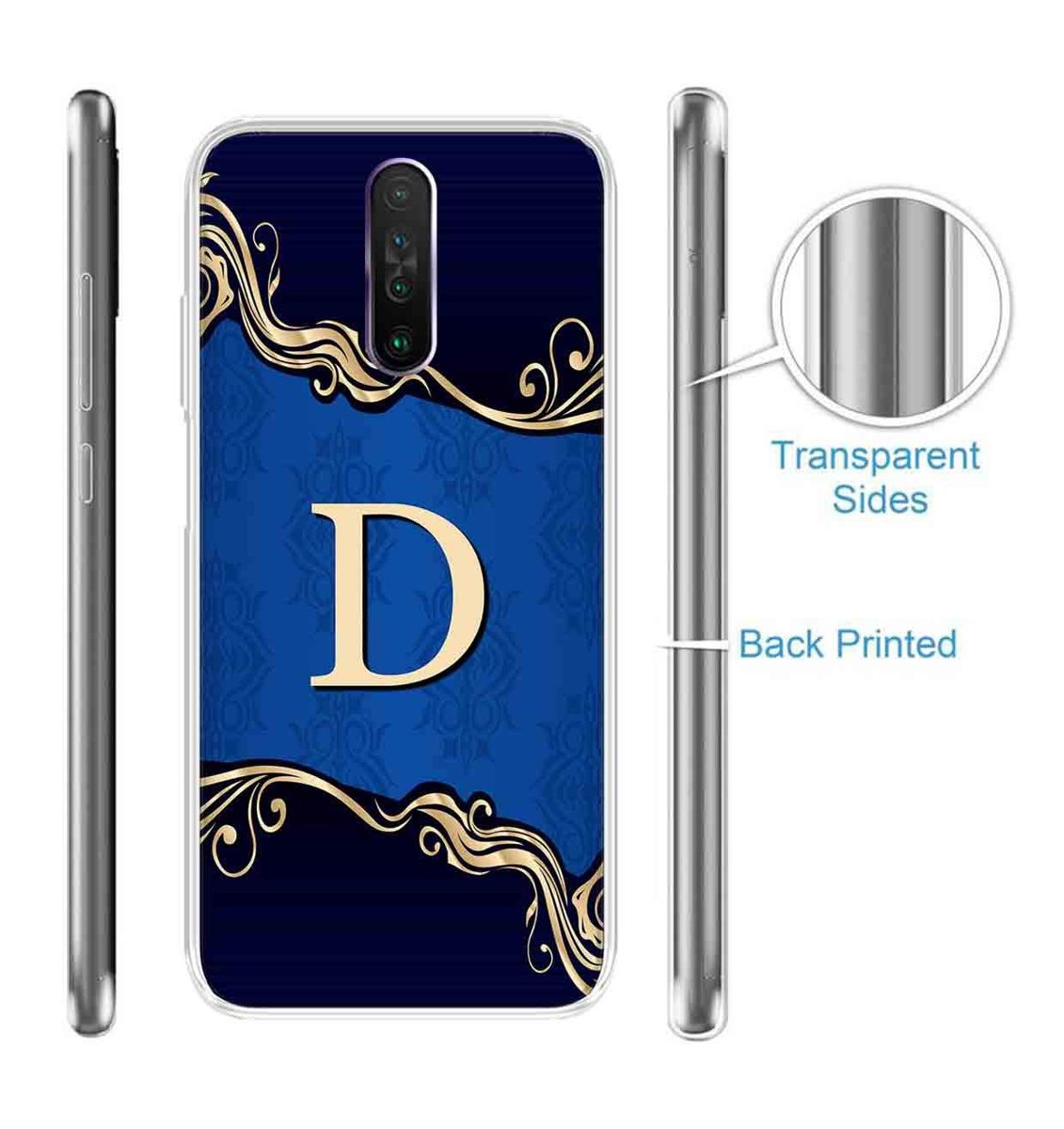 Amazon Brand - Solimo Designer Multicolor Blue Pattern Alphabet-D Printed Soft Back Case Mobile Cover for Poco X2 / Xiaomi Redmi K30