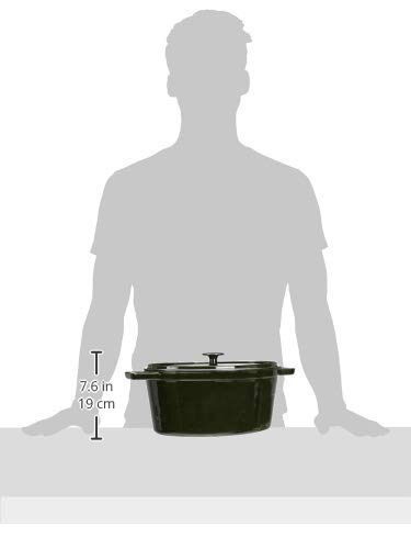 AmazonBasics Premium Enameled Cast Iron Oval Dutch Oven, 6.3-Quart, Deep Hunter Green