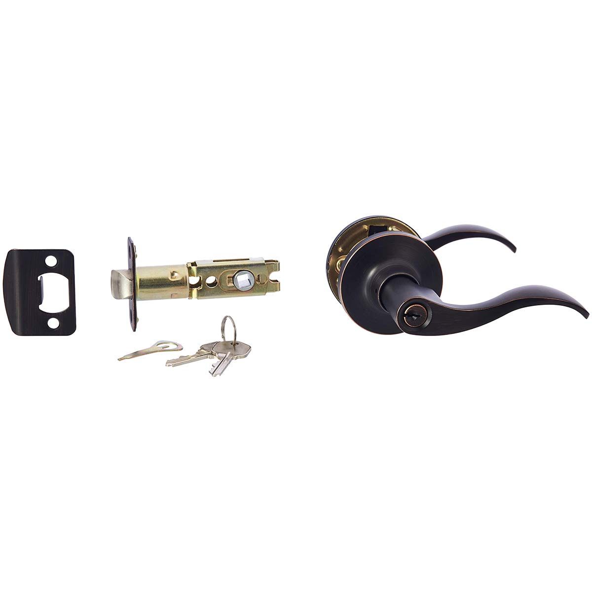 AmazonBasics Entry Door Lever - Wave - Oil Rubbed Bronze