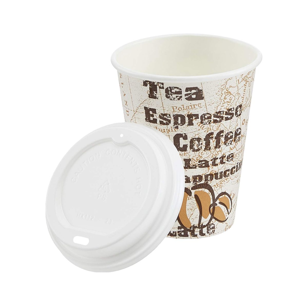AmazonBasics Hot Cups with Lids, Café Design, 12 oz, 300-Count