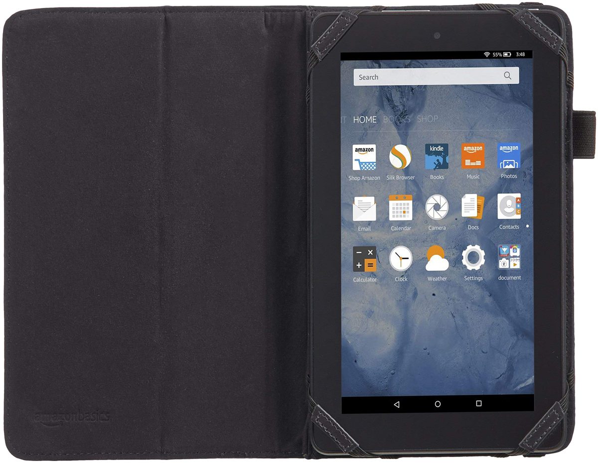 (Renewed) AmazonBasics Kindle Fire Standing Case,7" (2015 Model), Black