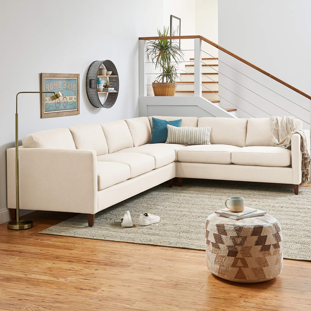 Amazon Brand – Stone & Beam Andover Modern Left L-Sectional Sofa, 124"W, Cream