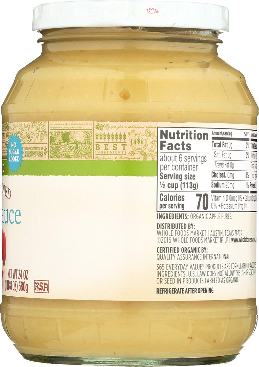 365 Everyday Value, Organic Apple Sauce, Unsweetened, 24 oz