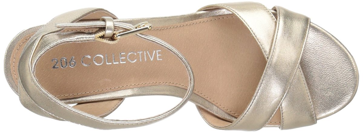 Amazon Brand - 206 Collective Women's Campbell Espadrille Dress Wedge-High Sandal, gold leather, 9.5 B US