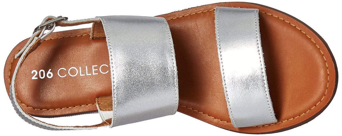Amazon Brand - 206 Collective Women's Cedar Casual Double Band Sandal, Silver Leather, 11.5 B US