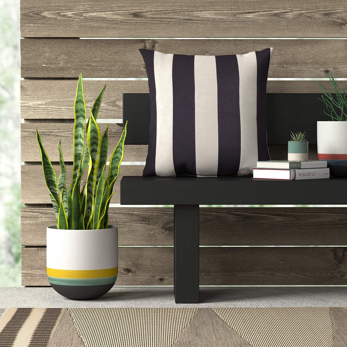 Amazon Brand – Stone & Beam Classic Stripe Outdoor Throw Pillow - 20 x 20 Inch, Nautical