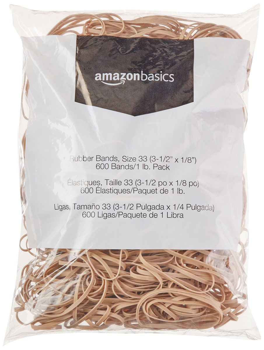 AmazonBasics Rubber Bands, Size 33 (3-1/2" x 1/8''), 600 Bands/1 lb.Pack, 25-Pack