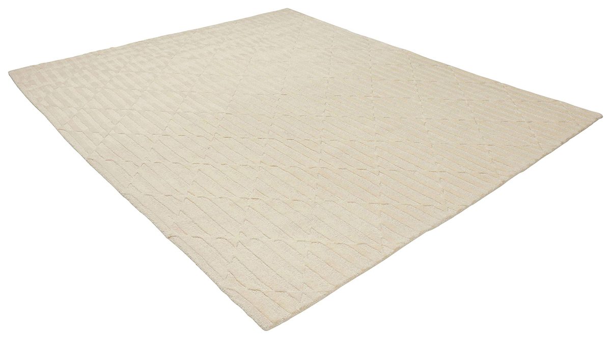 Amazon Brand – Rivet Geometric Criss-Cross Woven Wool Area Rug, 8 x 10 Foot, Cream
