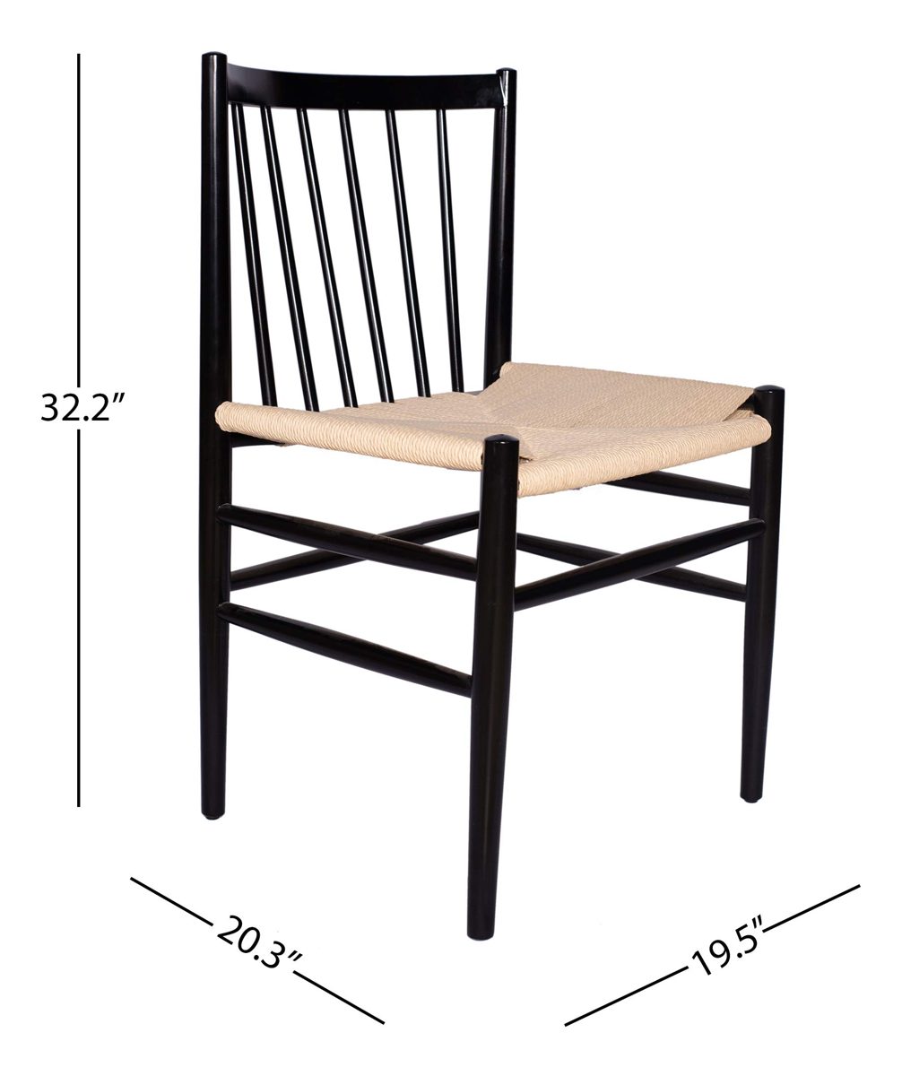 Stone & Beam Lorna Farmhouse Woven Dining Chair, 32" H, Set of 2, Black