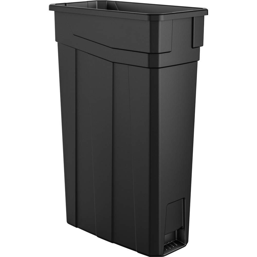 AmazonBasics 23 Gallon Commercial Slim Trash Can, No Handle, Black, 2-Pack (Renewed)