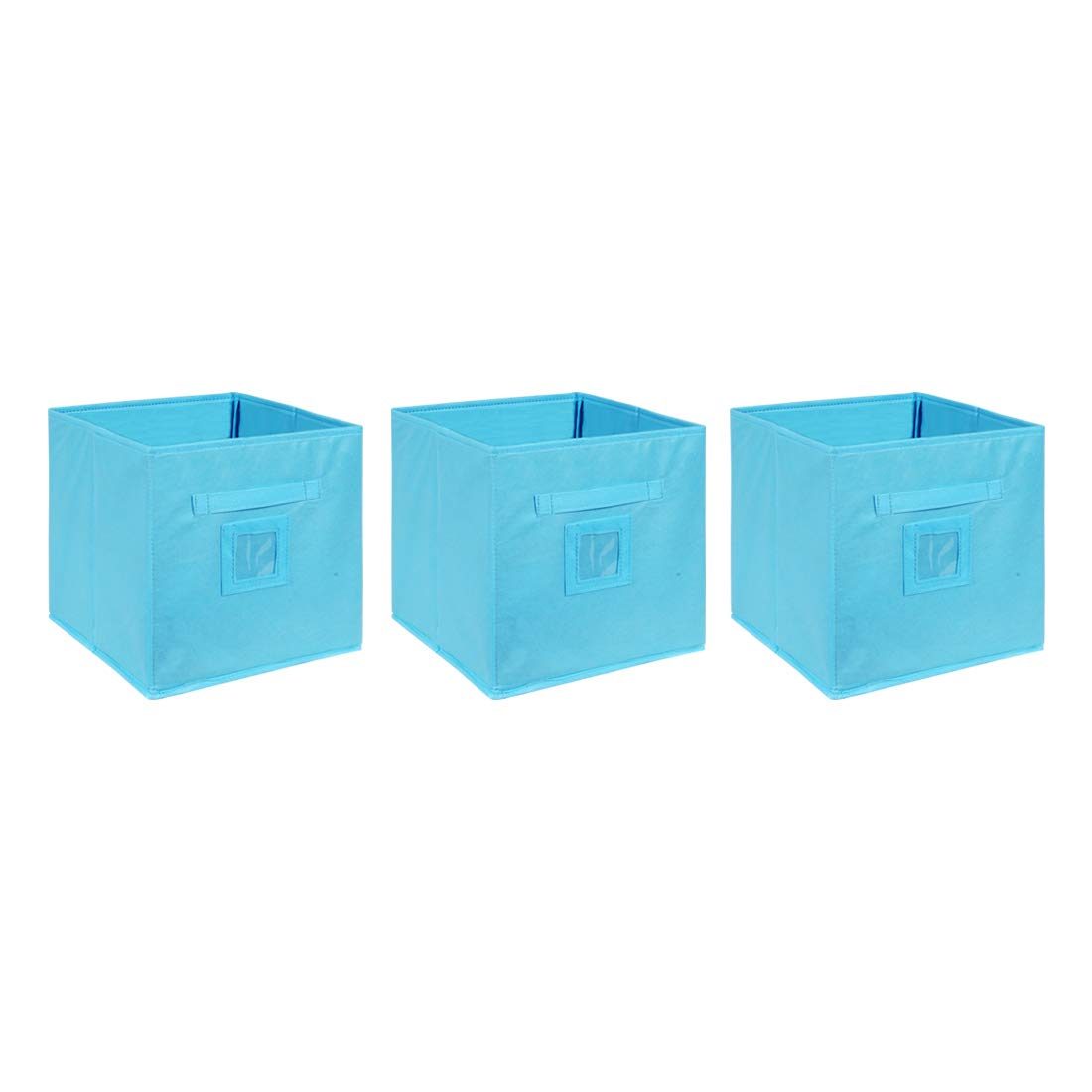 Amazon Brand - Solimo Fabric Storage Box, Medium, Set of 3, Medical Blue