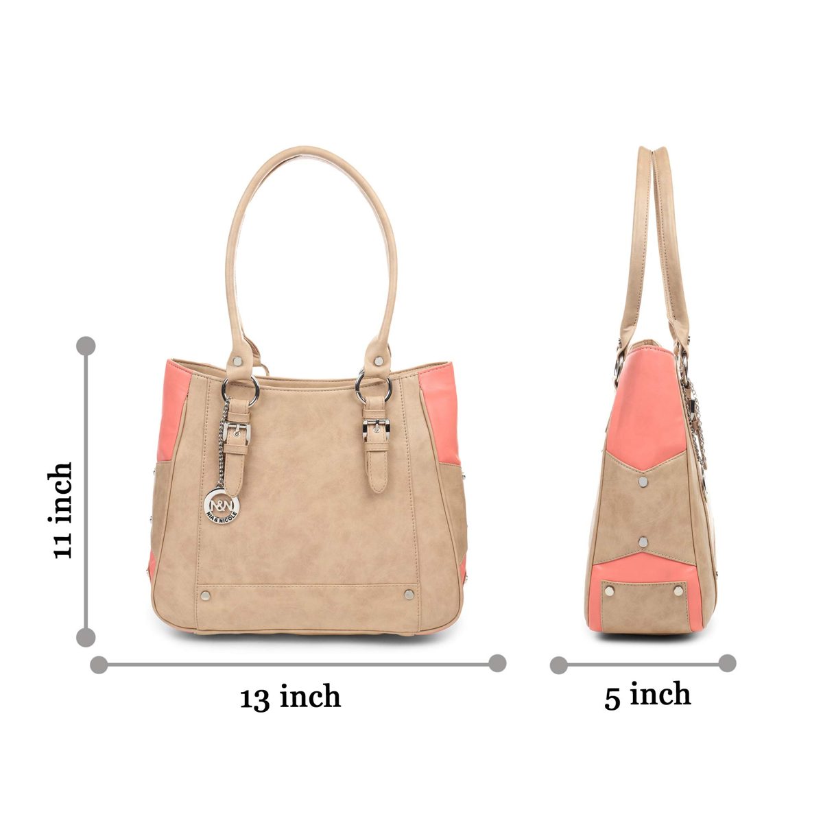 Nia & Nicole Women's Handbag (Beige, Dark Peach)