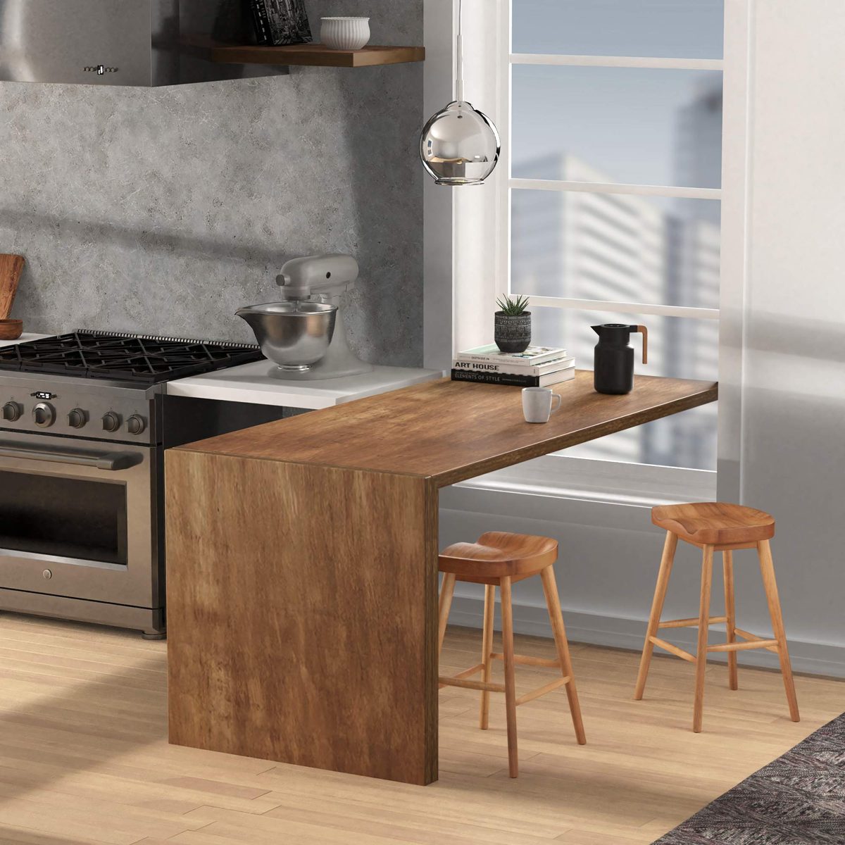 Amazon Brand - Rivet Modern Wood Counter-Height Kitchen Bar Stool, 24" H, Natural