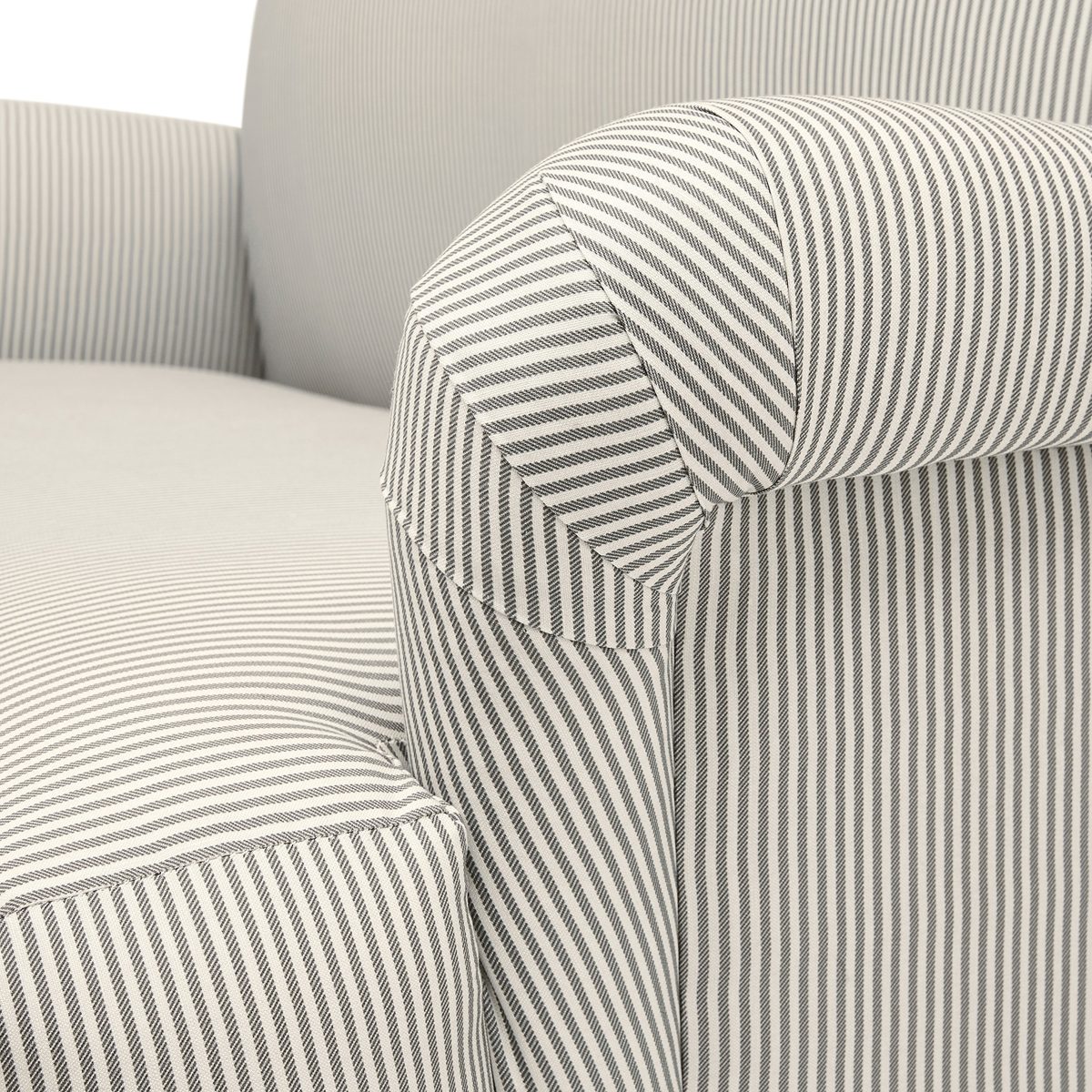 Amazon Brand – Stone & Beam Modern Sweeping Arm Settee, 51"W, Oxford Stripe Charcoal