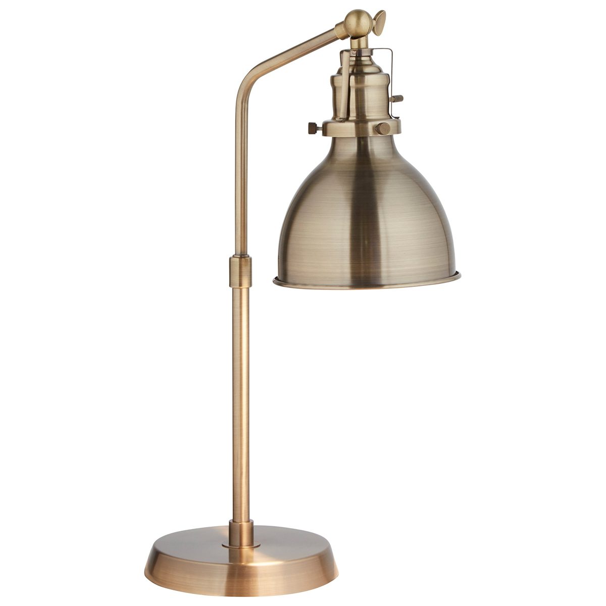 Amazon Brand – Rivet Pike Factory Industrial Table Lamp With Light Bulb - 6 x 13 x 19 Inches, Antique Brass