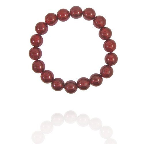 12mm Round Red Agate Bead Bracelet, 8"