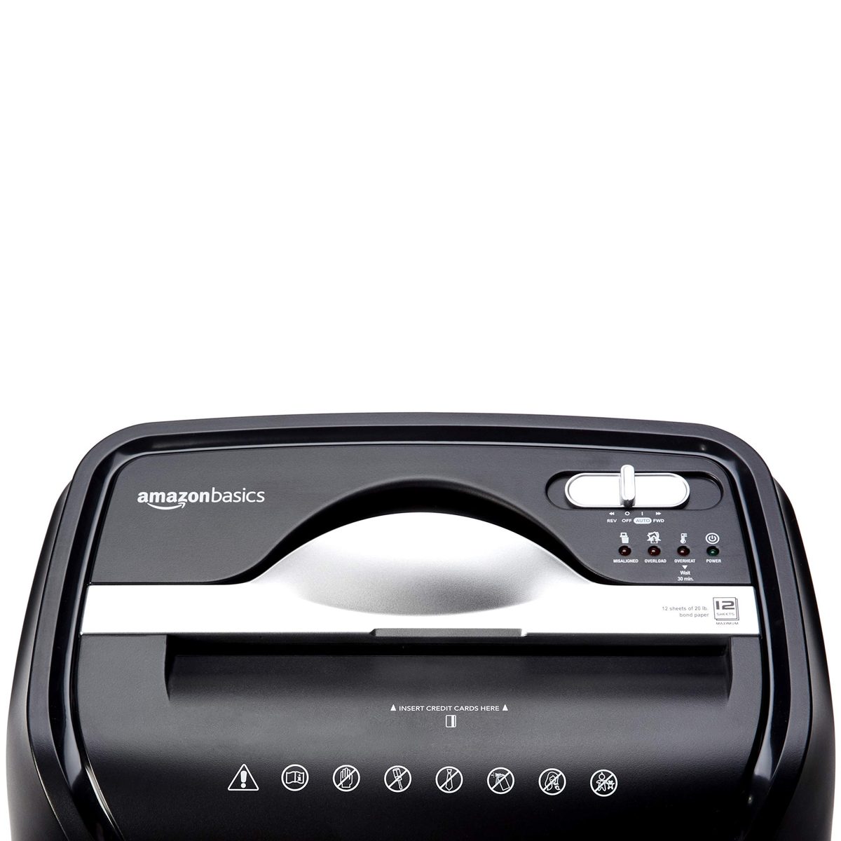 AmazonBasics 12-Sheet Cross-Cut Paper and Credit Card Home Office Shredder (Renewed)