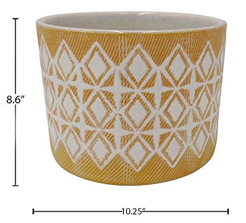 Amazon Brand – Rivet Geometric Ceramic Planter, 8.625"H, Golden Yellow