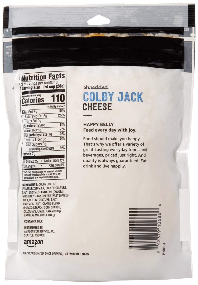 Amazon Brand - Happy Belly Shredded Colby Jack Cheese, 8 Ounce