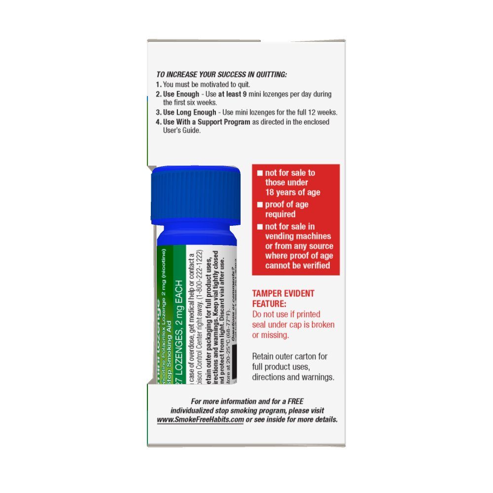 Amazon Basic Care Mini Nicotine Polacrilex Lozenge, 2 mg (nicotine), Stop Smoking Aid, Mint Flavor; quit smoking with mint nicotine lozenge, 135 Count