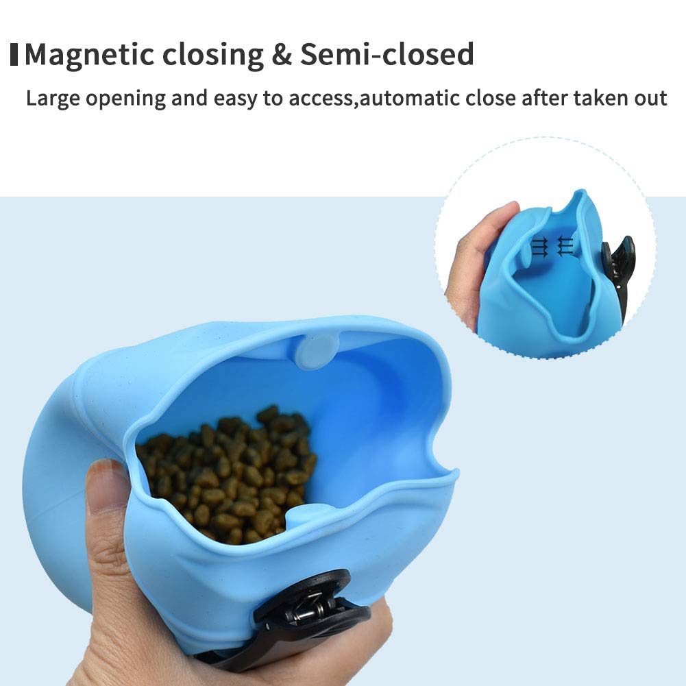 UMI. Essential Silicone Dog Treat Pouch with Clip,Portable Dog Food Container for Training,Convenient Magnetic Buckle Closing and Waist Clip,Food Grade Silicone BPA Free